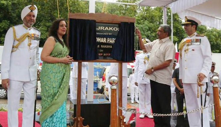 defence minister manohar parrikar, ins vjrkosh, dedicated to the nation