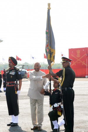 president honors army aviation corps with color