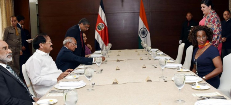 venkaiah naidu at the luncheon hosted by the first vice president of costa rica