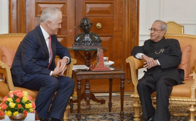 prime minister malcolm turnbull and pranab mukherjee