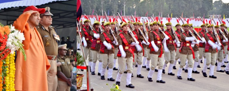 chief minister took the salute of the convocation parade of women recruiters