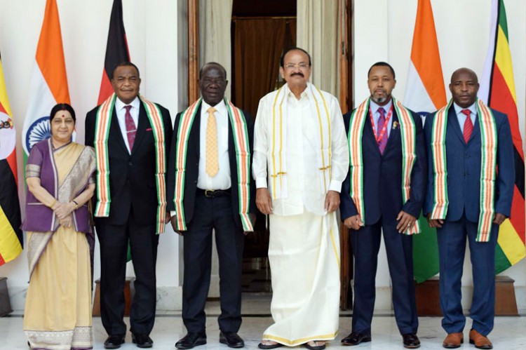 vice president and sushma swaraj with african leaders