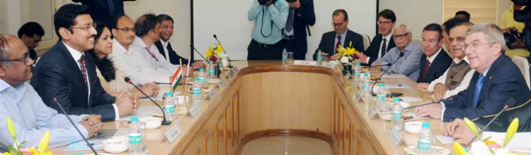 thomas bach calling on the minister of state for youth affairs and sports