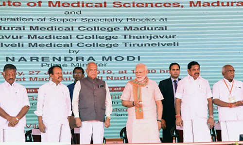 narendra modi laying the foundation stone of aiims madurai