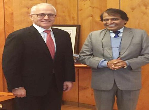 australian pm malcolm turnbull and suresh prabhu