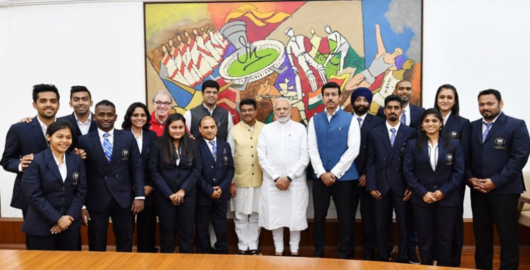 टेबल टेनिस खिलाड़ियों की मोदी से भेंट