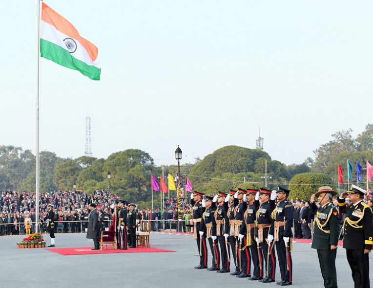 विजय चौक पर ध्वजारोहण